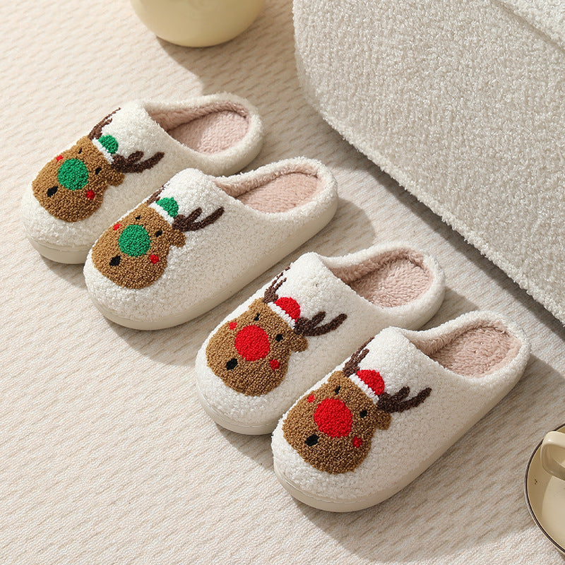 Chaussons en Peluche Femme – Motif Dessin Animé pour Toute la Famille