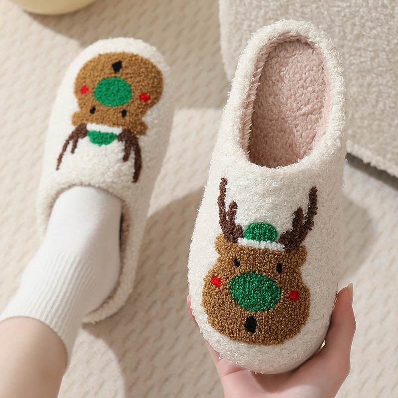 Chaussons en Peluche Femme – Motif Dessin Animé pour Toute la Famille