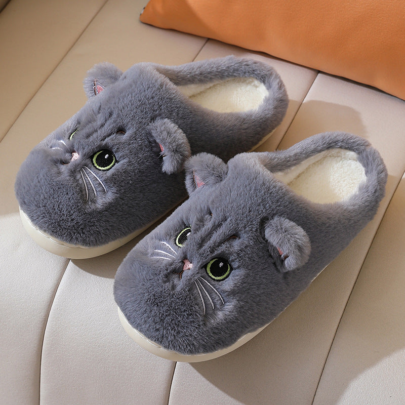 Chaussons Peluche Chat Mignons – Hiver Chaud Antidérapants pour la Maison, Couple, Femme & Homme