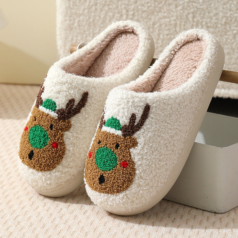 Chaussons en Peluche Femme – Motif Dessin Animé pour Toute la Famille