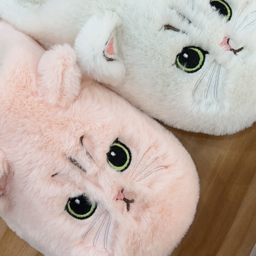 Chaussons Peluche Chat Mignons – Hiver Chaud Antidérapants pour la Maison, Couple, Femme & Homme
