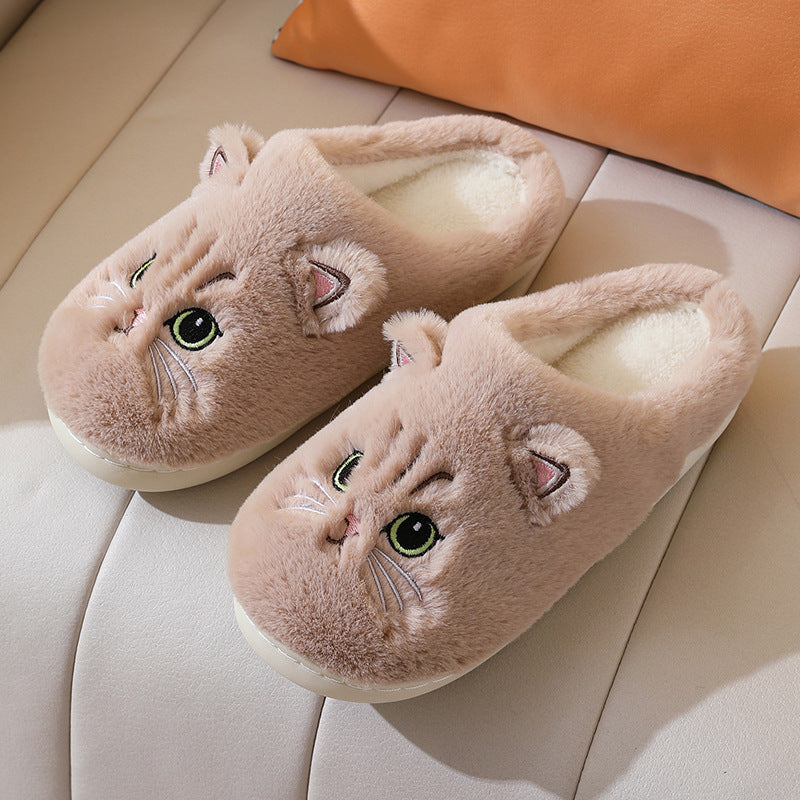 Chaussons Peluche Chat Mignons – Hiver Chaud Antidérapants pour la Maison, Couple, Femme & Homme