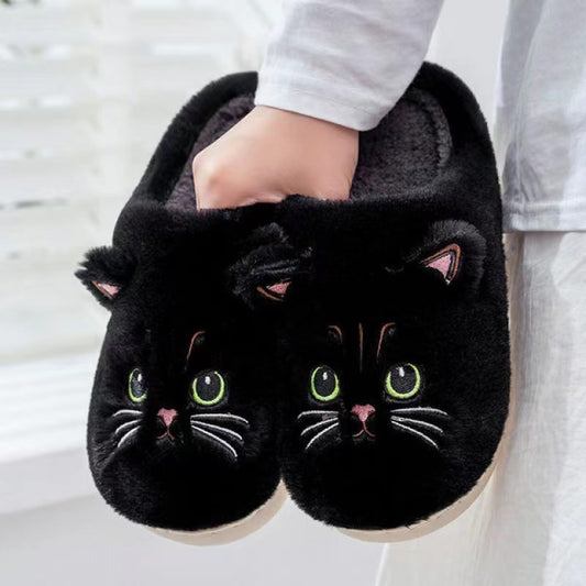 Chaussons Peluche Chat Mignons – Hiver Chaud Antidérapants pour la Maison, Couple, Femme & Homme