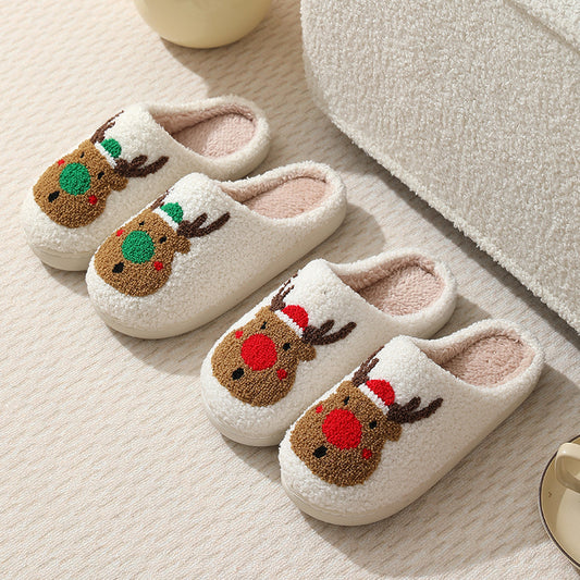 Chaussons en Peluche Femme – Motif Dessin Animé pour Toute la Famille